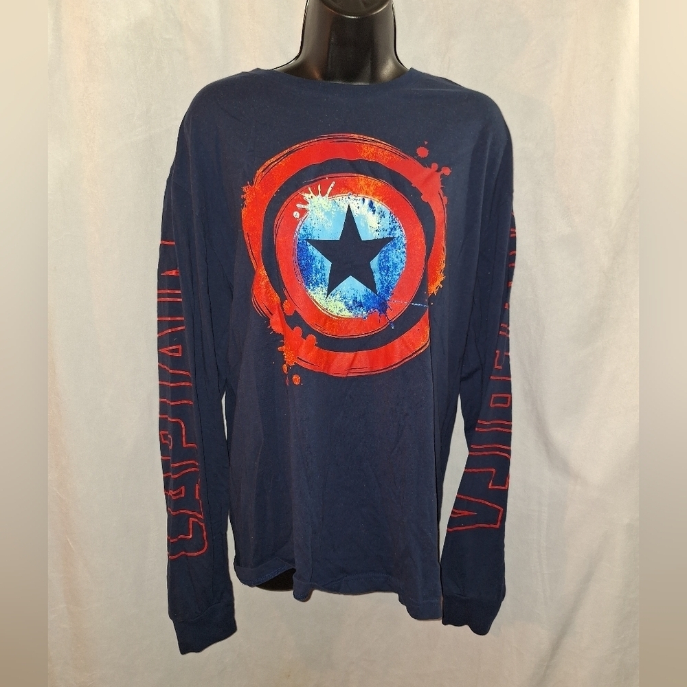 Marvel Navy and Red Captain America Long Sleeve Shirt - Picture 2 of 6